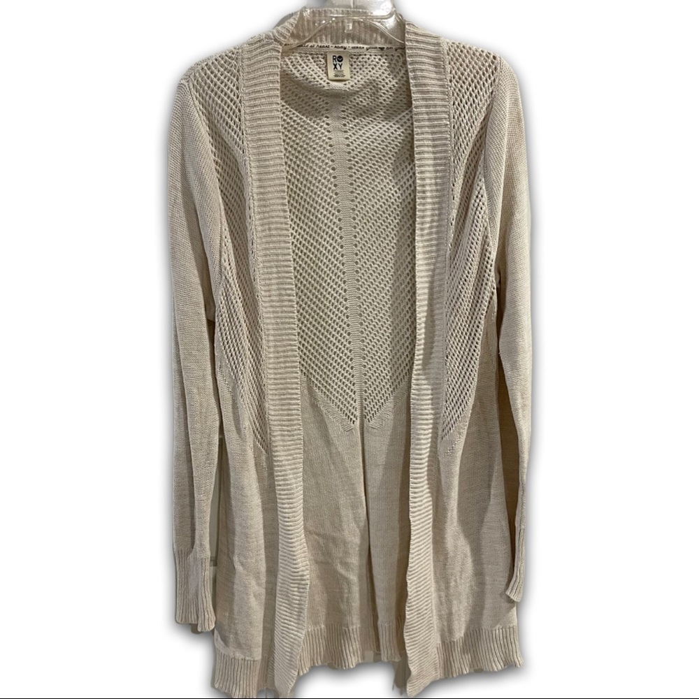 Roxy | crochet knit open front long cardigan